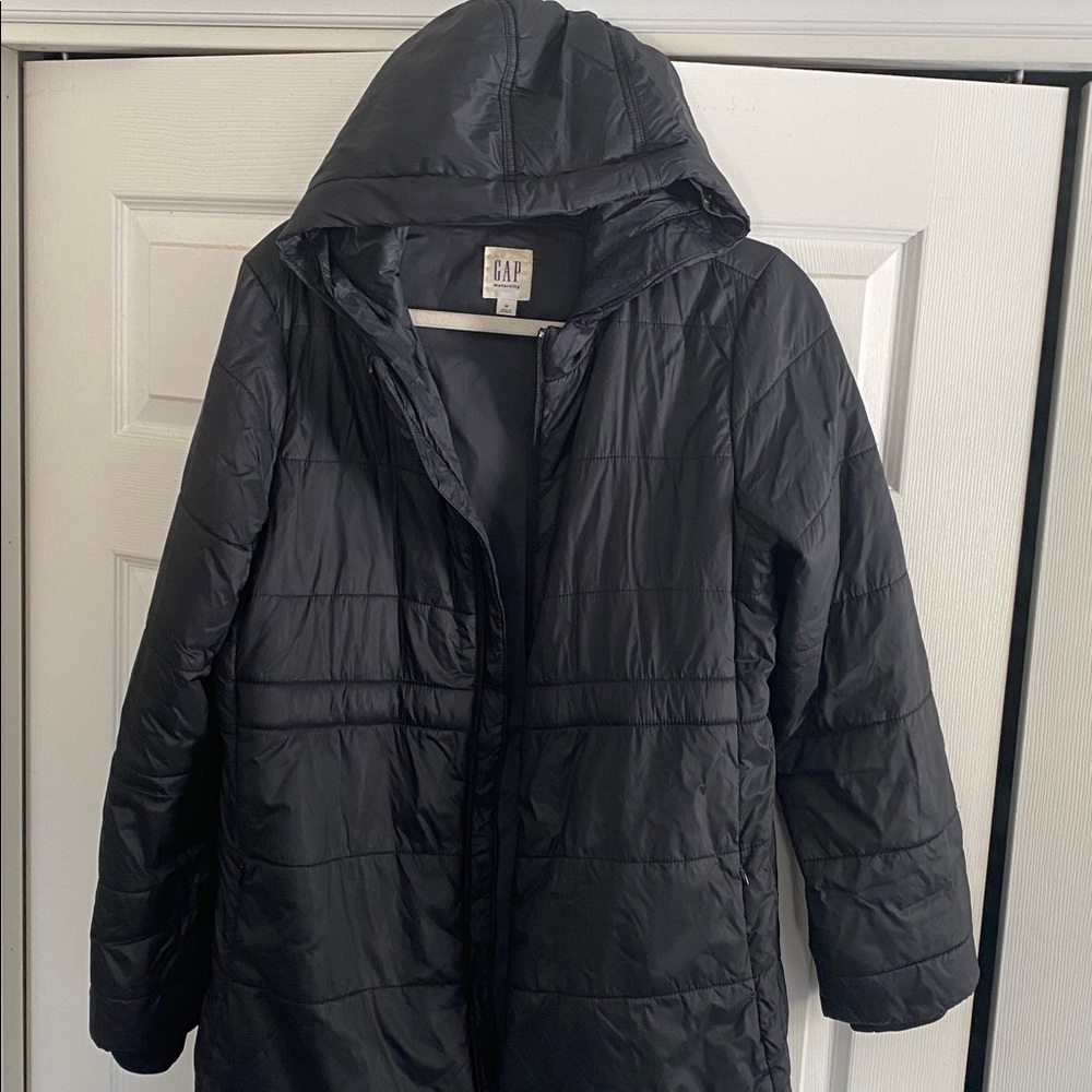 GAP Charcoal Hooded Puffer Jacket Maternity size M